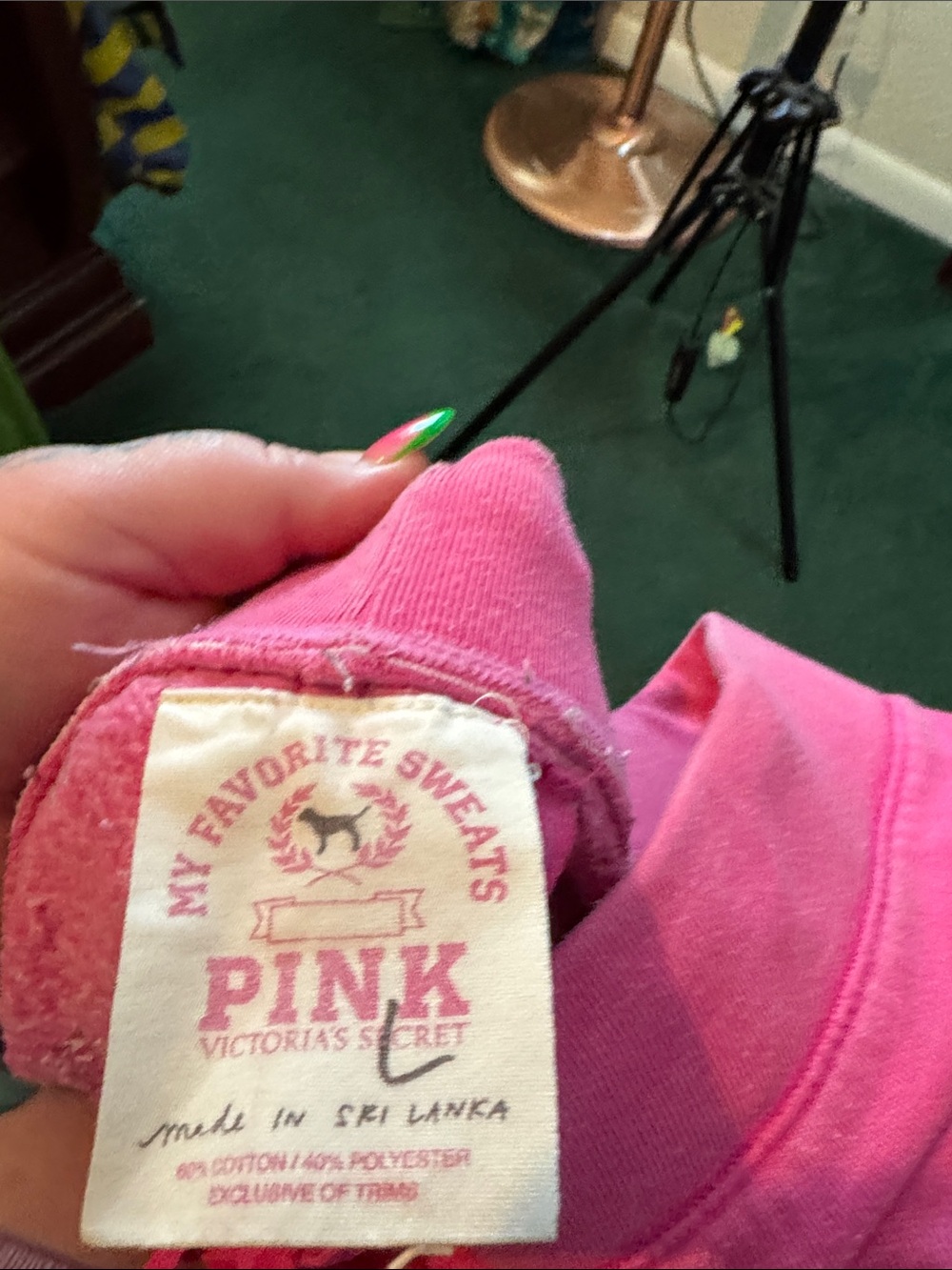 Vintage PINK Victoria's Secret Hot Pink Girls' Fleece Sweatpants with Drawstring - Picture 4 of 4